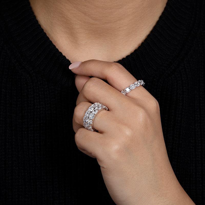 Eternity Stylish Sona Diamond Sterling Silver Wedding Band Ring - Image 10