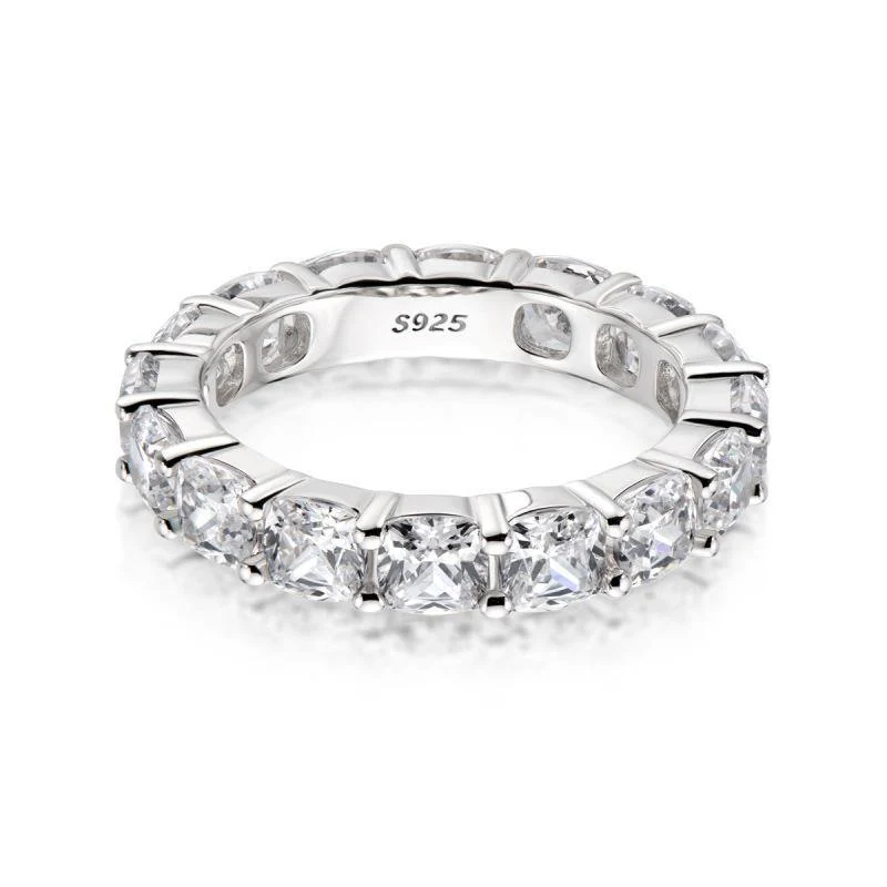 Eternity Stylish Sona Diamond Sterling Silver Wedding Band Ring - Image 3