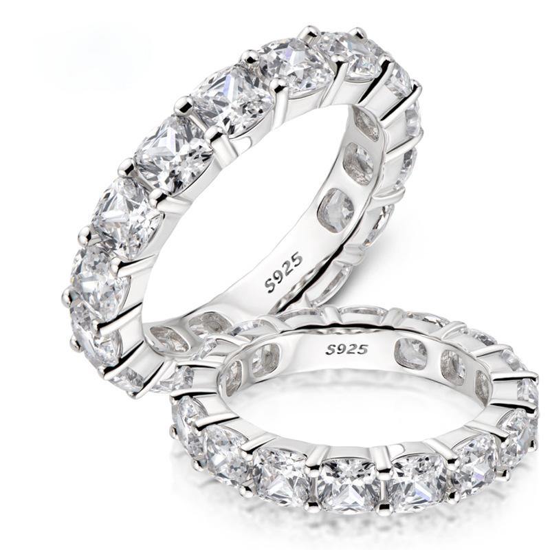 Eternity Stylish Sona Diamond Sterling Silver Wedding Band Ring - Image 4