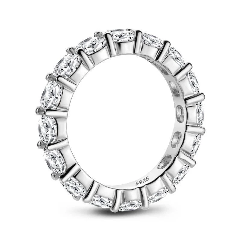 Eternity Stylish Sona Diamond Sterling Silver Wedding Band Ring - Image 5