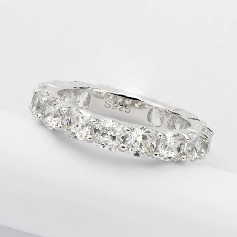 Eternity Stylish Sona Diamond Sterling Silver Wedding Band Ring - Image 6
