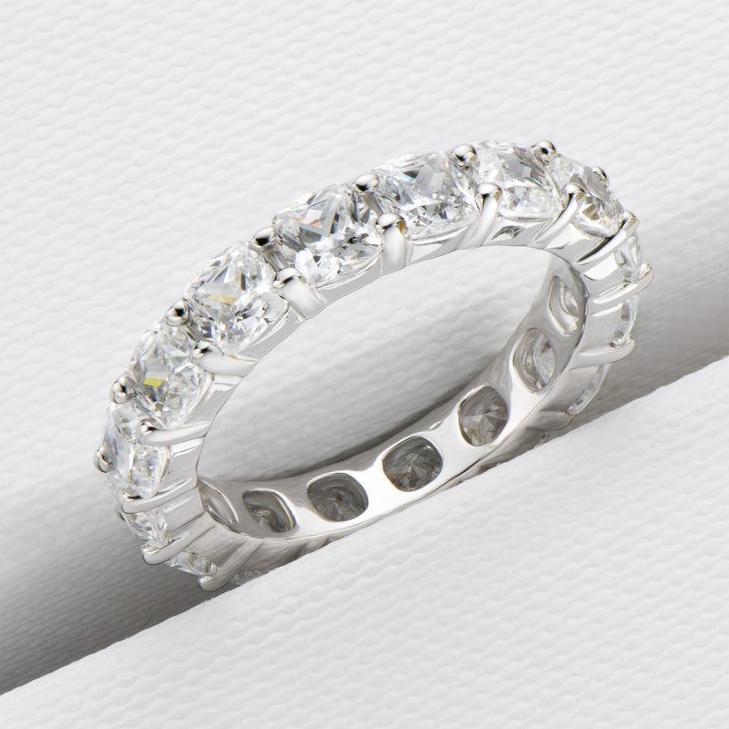 Eternity Stylish Sona Diamond Sterling Silver Wedding Band Ring - Image 7