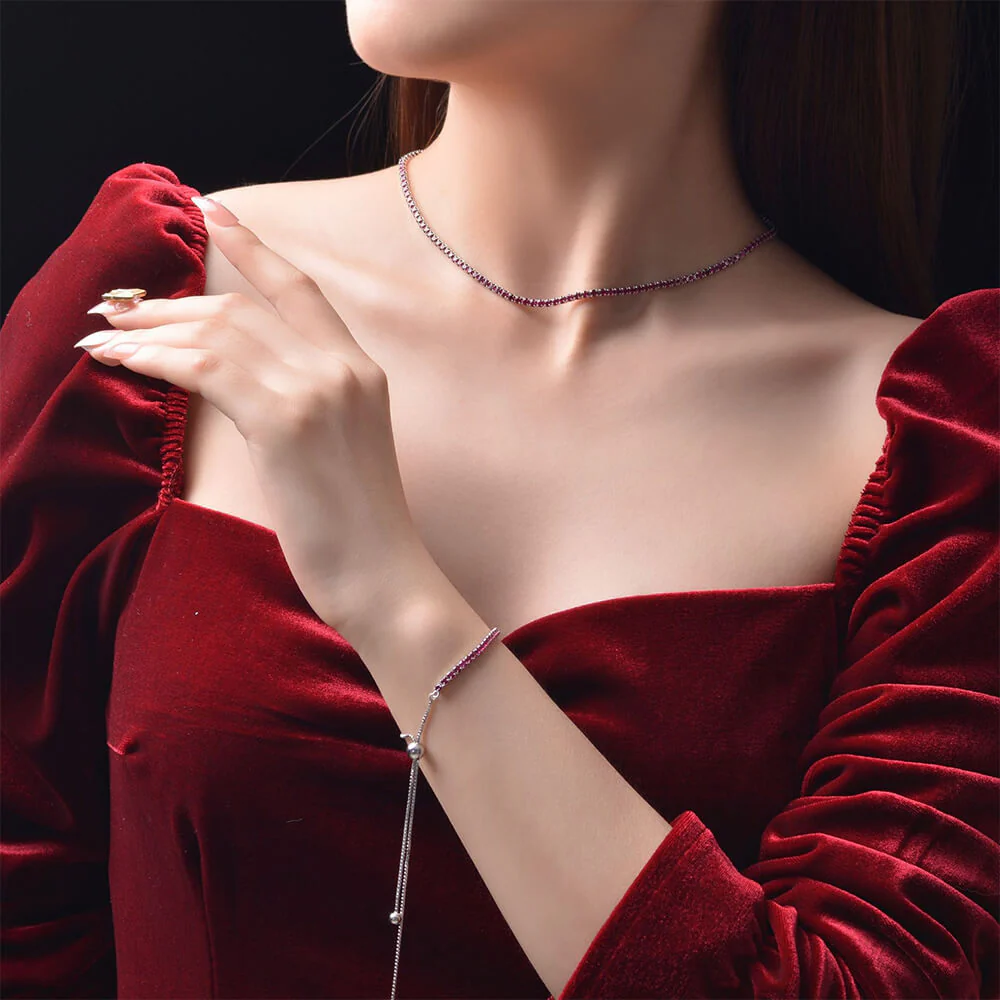 Solitaire Lab-Sapphire Sterling Silver Adjustable Bracelet - Image 4