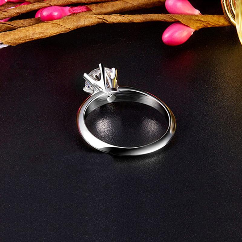 Sona Diamond Classic Six Prong Sterling Silver Ring - Image 10