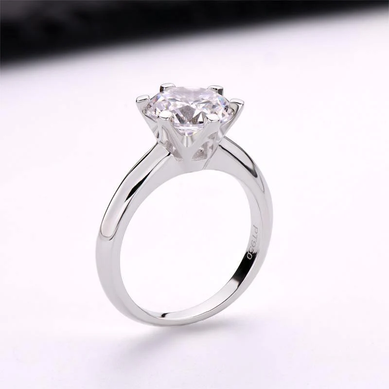 Sona Diamond Classic Six Prong Sterling Silver Ring - Image 6