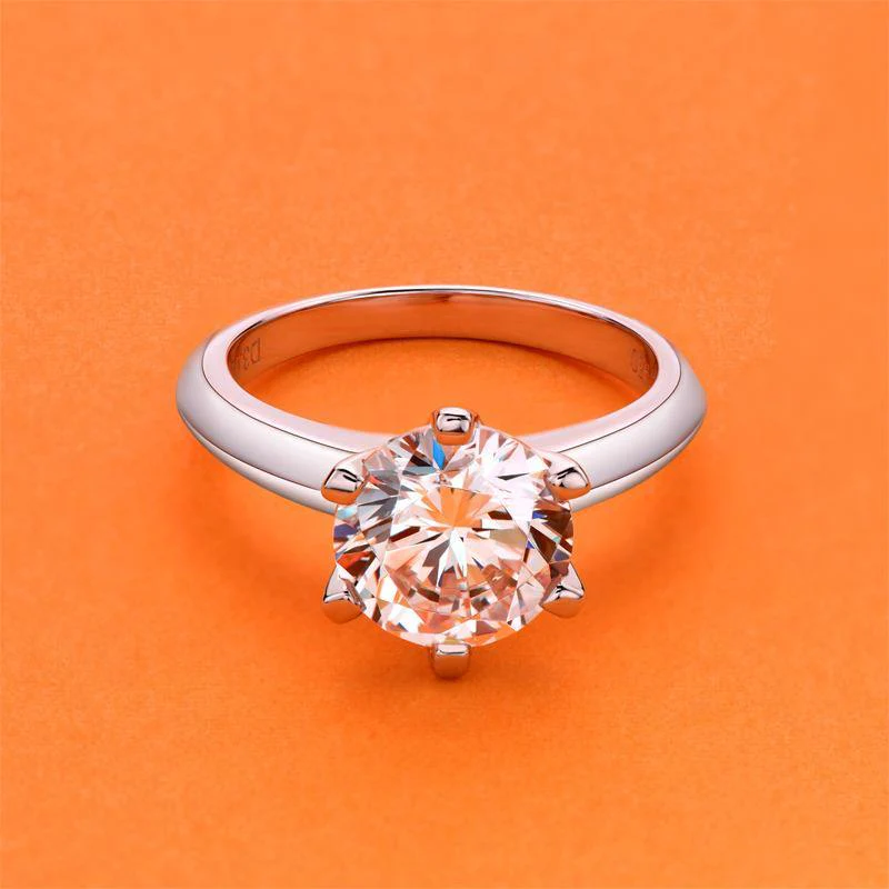 Sona Diamond Classic Six Prong Sterling Silver Ring - Image 7