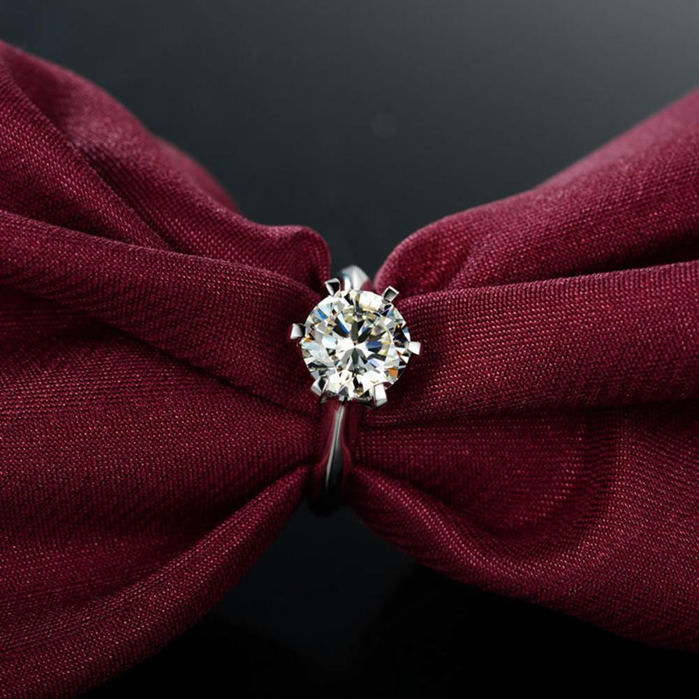 Sona Diamond Classic Six Prong Sterling Silver Ring - Image 8