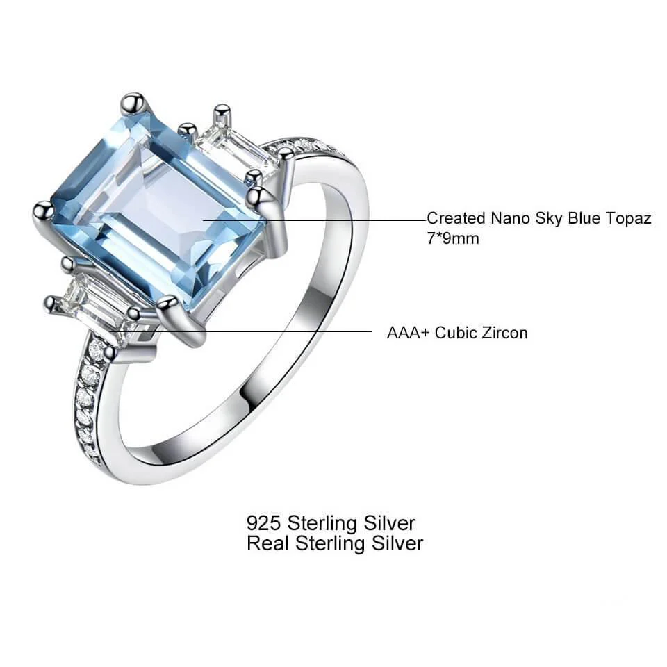 Square Birthstone Sterling Silver Ring - Image 14