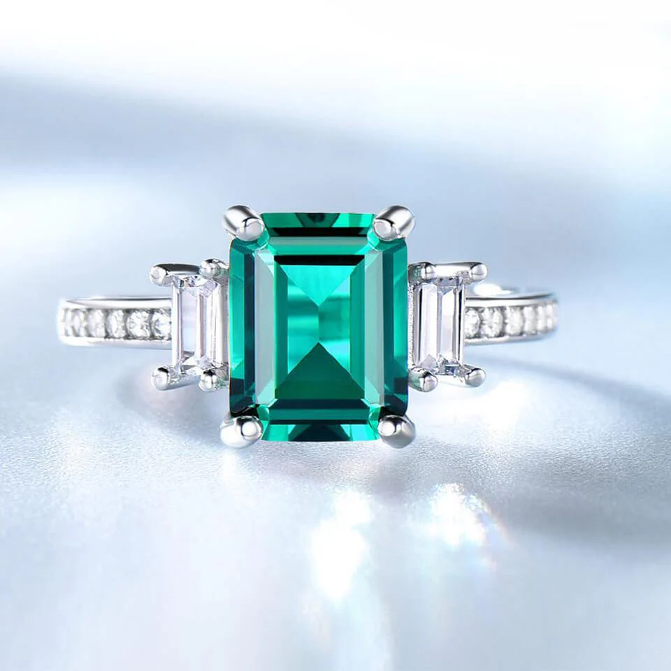 Square Birthstone Sterling Silver Ring - Image 3