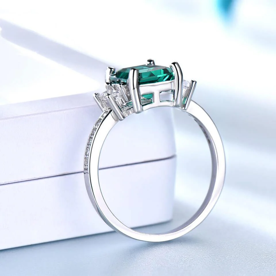 Square Birthstone Sterling Silver Ring - Image 4
