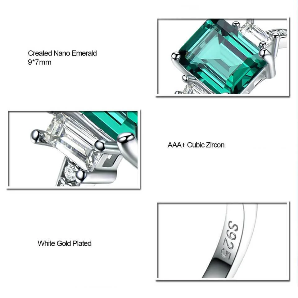 Square Birthstone Sterling Silver Ring - Image 5