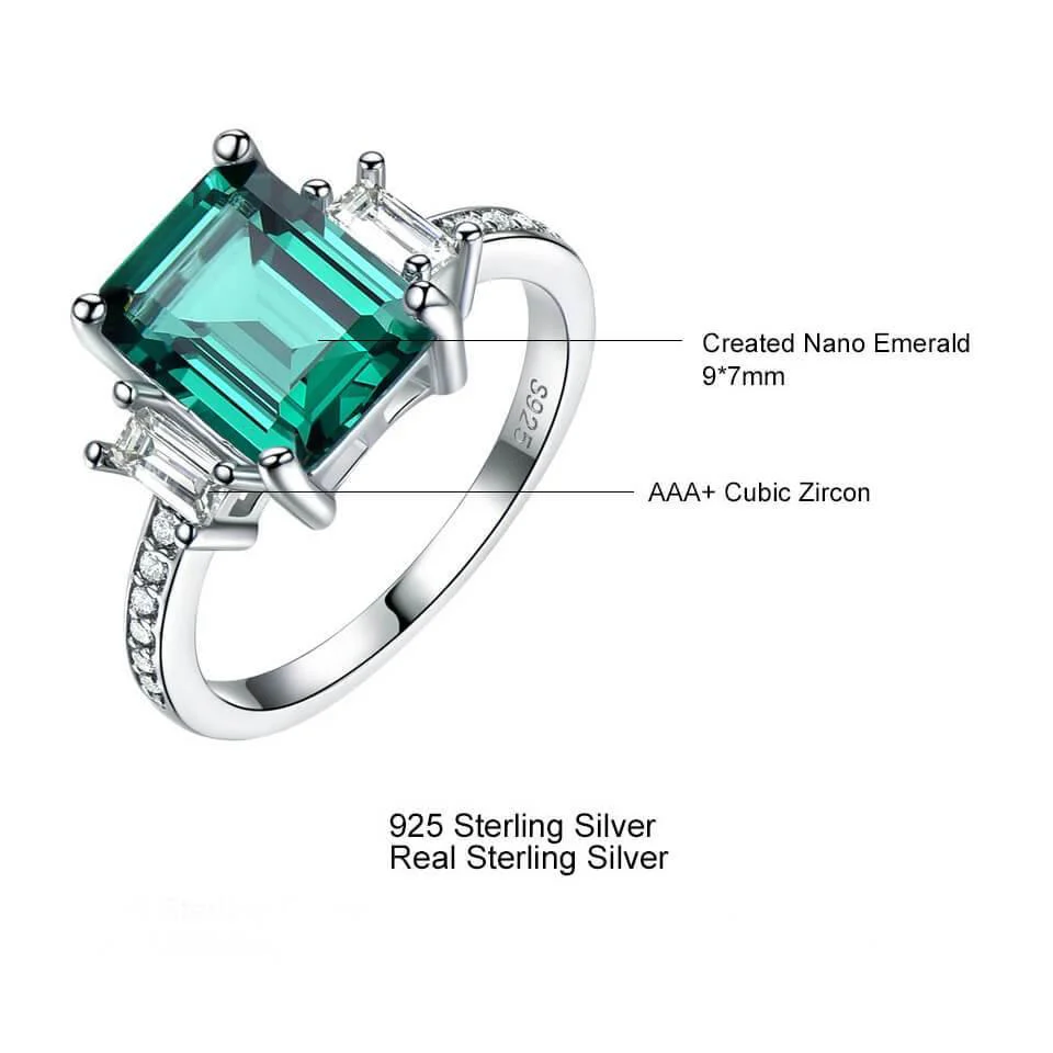 Square Birthstone Sterling Silver Ring - Image 6