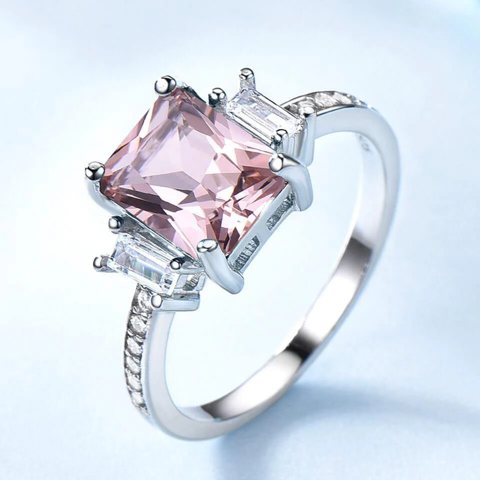 Square Birthstone Sterling Silver Ring - Image 8