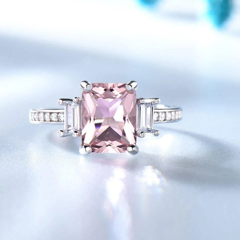 Square Birthstone Sterling Silver Ring - Image 9