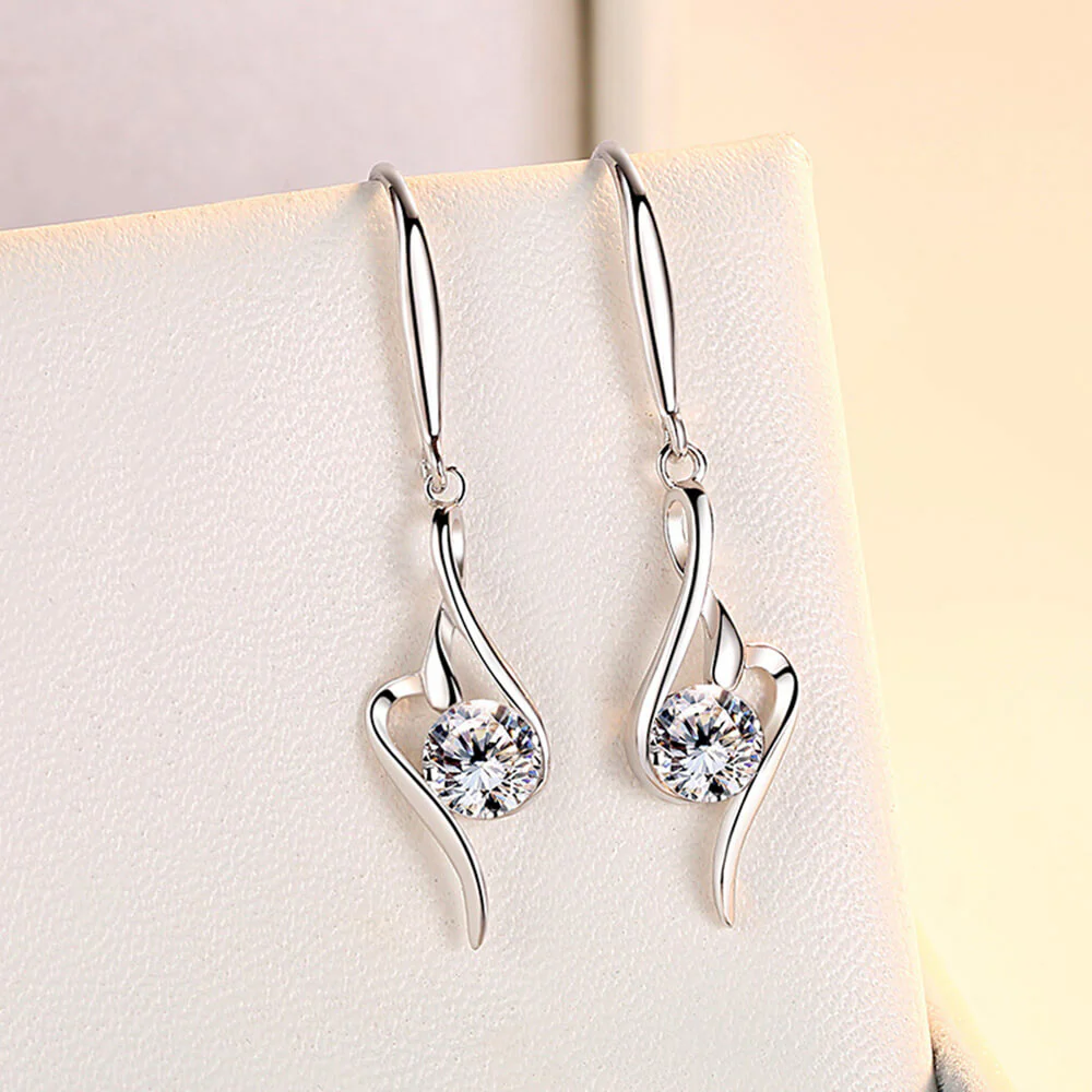 Fashion Solitaire Round Moissanite Sterling Silver Earrings - Image 3