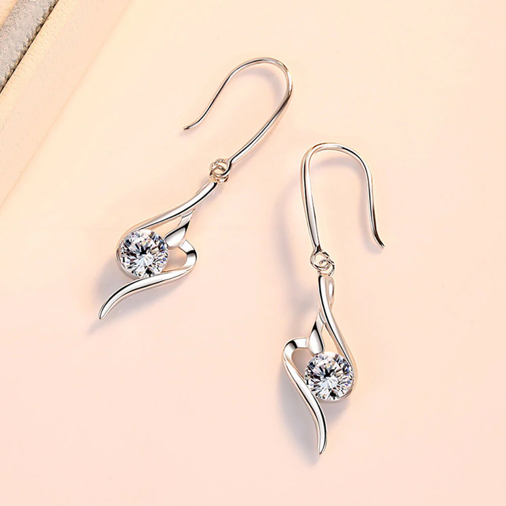 Fashion Solitaire Round Moissanite Sterling Silver Earrings - Image 4