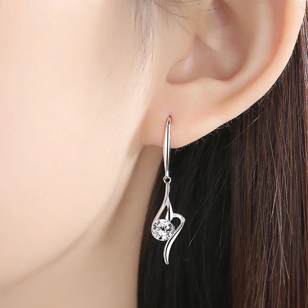 Fashion Solitaire Round Moissanite Sterling Silver Earrings - Image 6